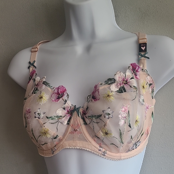 NEW womens 38DD Victorias Secret Dream Angels push up no padding pink floral bra - Picture 1 of 5